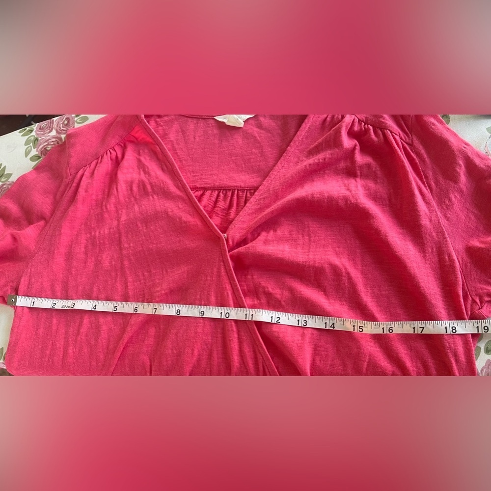 Caslon Size Medium Faux Wrap Long Sleeve 100% Cotton Nursing Friendly Pink Top - Picture 7 of 10